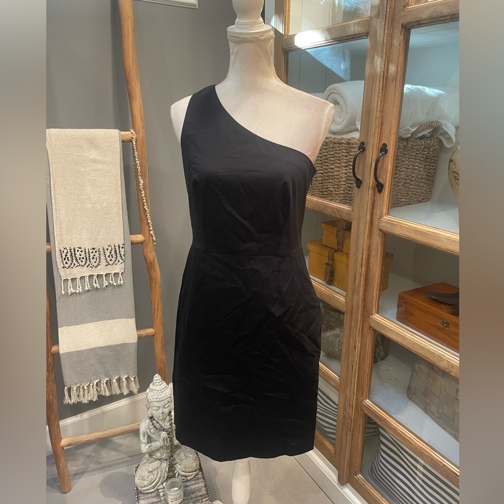 NWT J. Crew Black One-Shoulder Dress